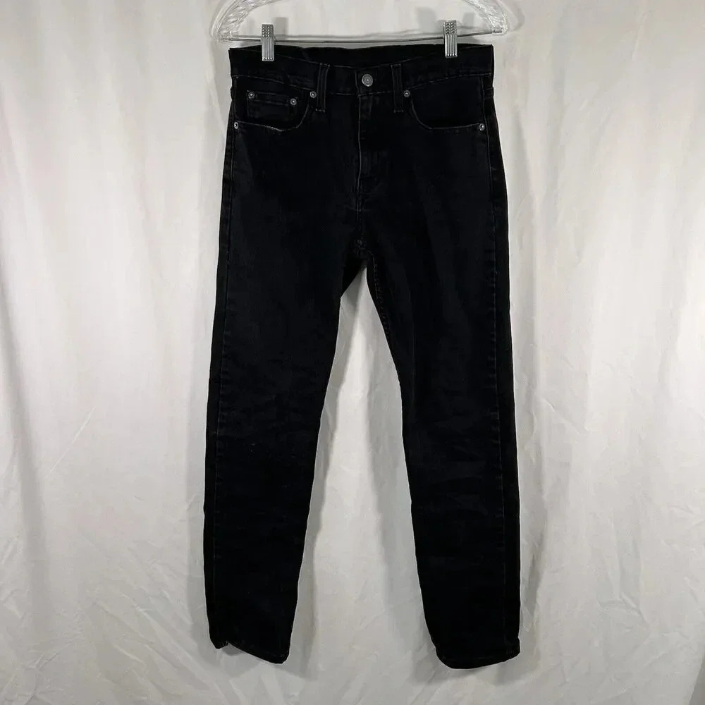 Levis 502 Jeans Men's 29x32 Tapered Black Denim Button Zip Pockets Cotton Blend